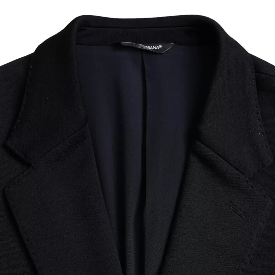 Dolce & Gabbana Blue Wool Notch Single Breasted Coat Blazer -   -  Dolce & Gabbana.