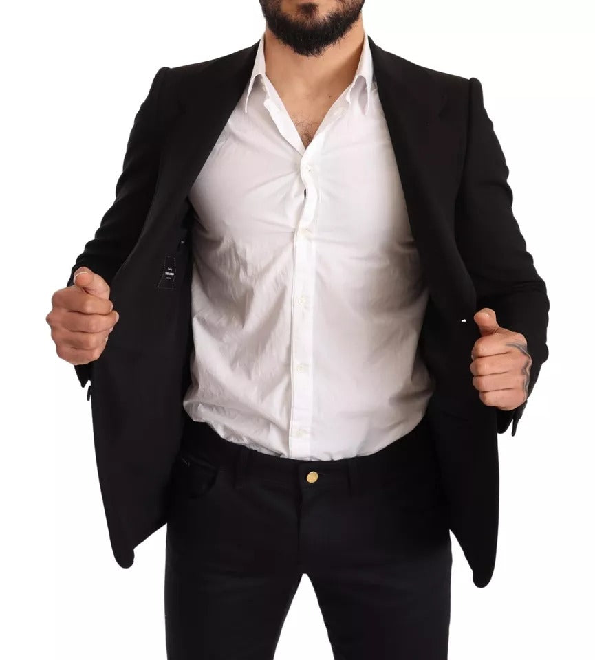 Dolce & Gabbana Black Wool Slim Fit Coat Jacket Blazer -   -  Dolce & Gabbana.