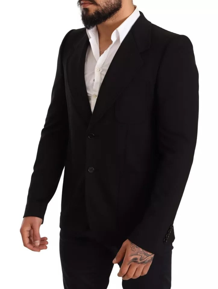 Dolce & Gabbana Black Wool Slim Fit Coat Jacket Blazer -   -  Dolce & Gabbana.