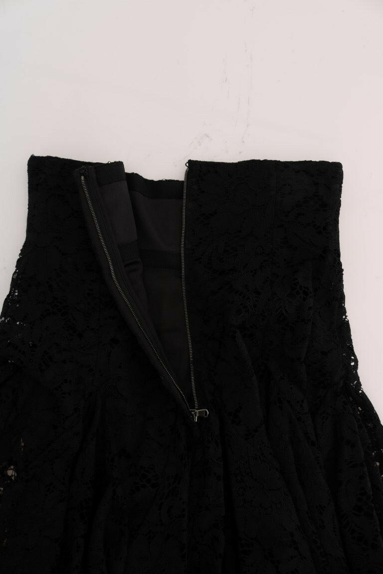 Dolce & Gabbana Black Floral Cutout Lace A-Line Skirt -   -  Dolce & Gabbana.