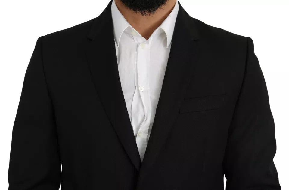 Dolce & Gabbana Black Wool Slim Fit Notch Jacket Blazer -   -  Dolce & Gabbana.