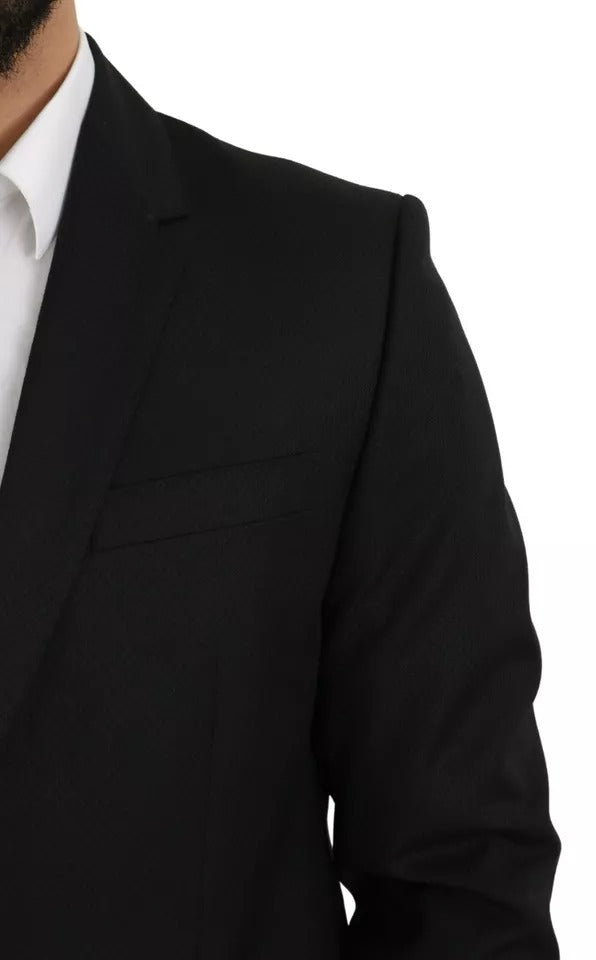 Dolce & Gabbana Black Wool Slim Fit Notch Jacket Blazer -   -  Dolce & Gabbana.