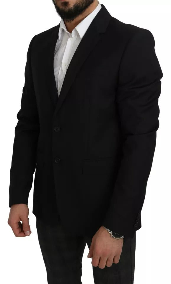 Dolce & Gabbana Black Wool Slim Fit Notch Jacket Blazer -   -  Dolce & Gabbana.