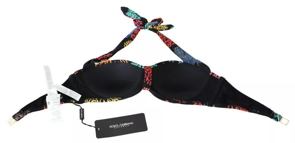 Dolce & Gabbana Black Corals Print Swimsuit Beachwear Bikini Top -   -  Dolce & Gabbana.