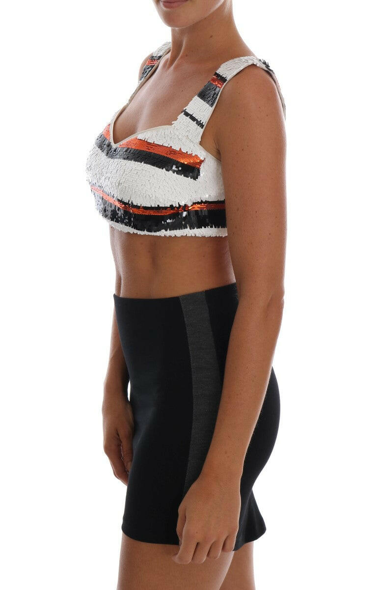 Dolce & Gabbana Multicolor Sequined Stretch Bustier Top -   -  Dolce & Gabbana.