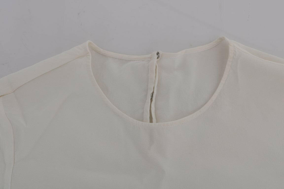 Dolce & Gabbana White Silk ITALIA IS LOVE Blouse T-shirt -   -  Dolce & Gabbana.