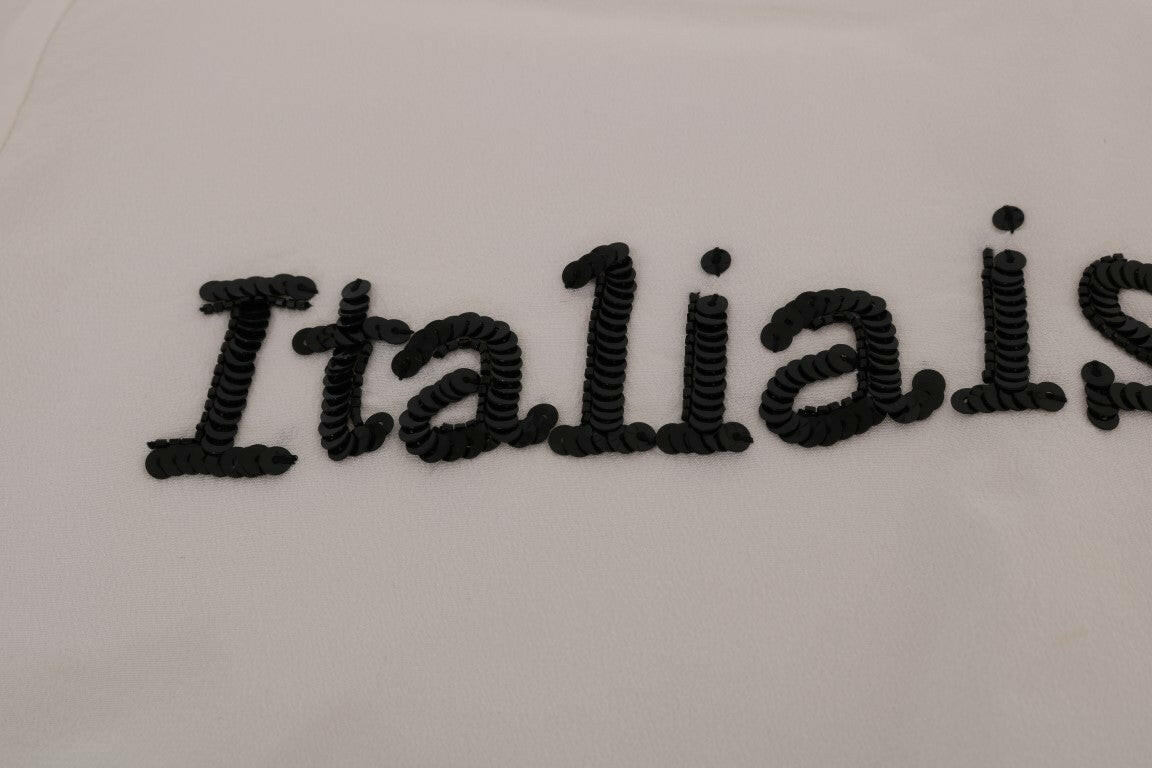 Dolce & Gabbana White Silk ITALIA IS LOVE Blouse T-shirt -   -  Dolce & Gabbana.