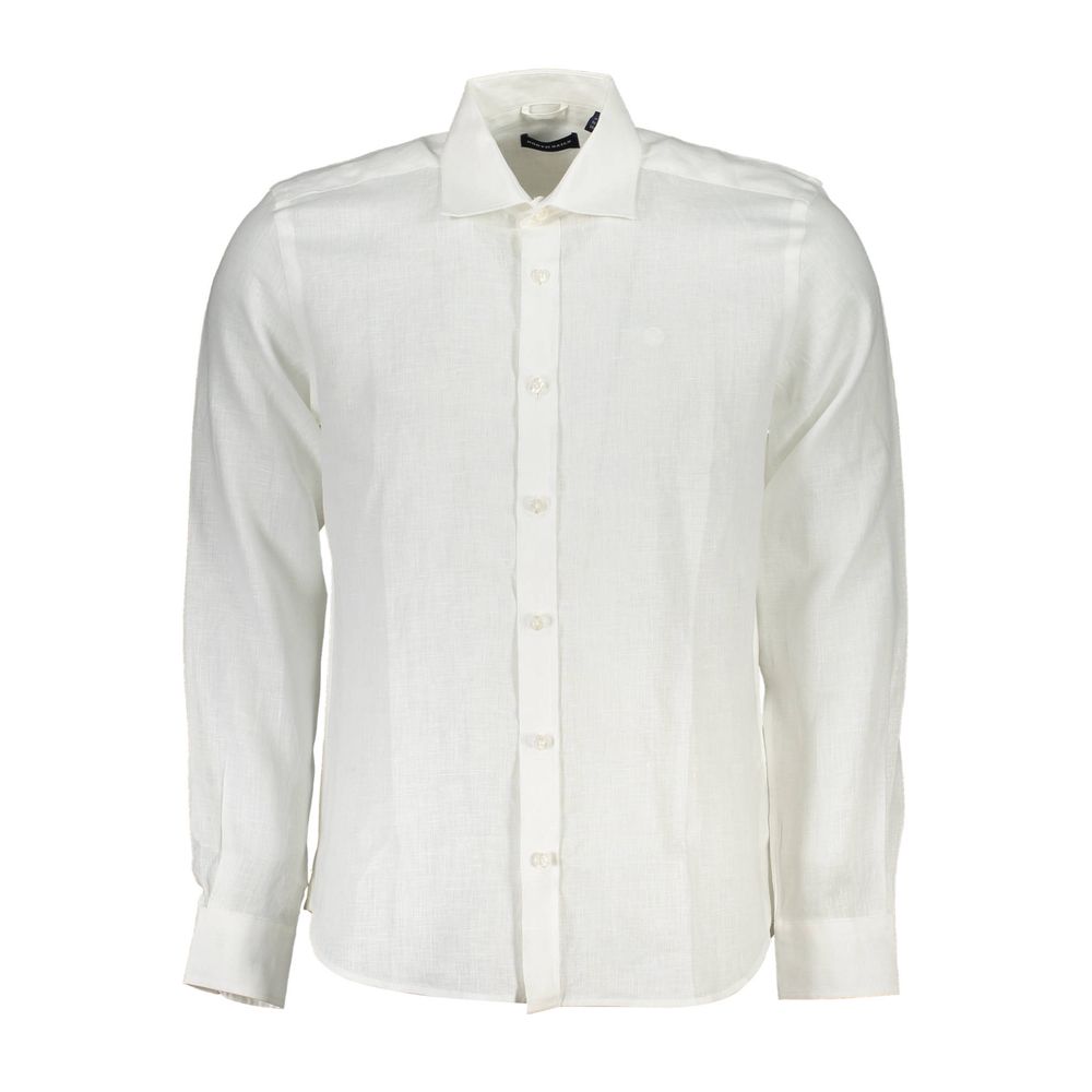 North Sails Elegant White Linen Long-Sleeved Shirt -   -  North Sails.