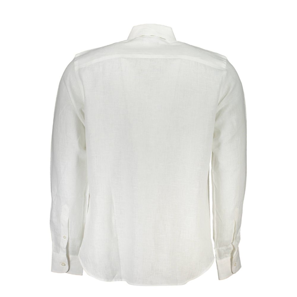 North Sails Elegant White Linen Long-Sleeved Shirt -   -  North Sails.