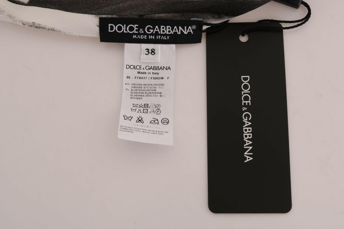 Dolce & Gabbana White Black Striped Printed Blouse Top -   -  Dolce & Gabbana.