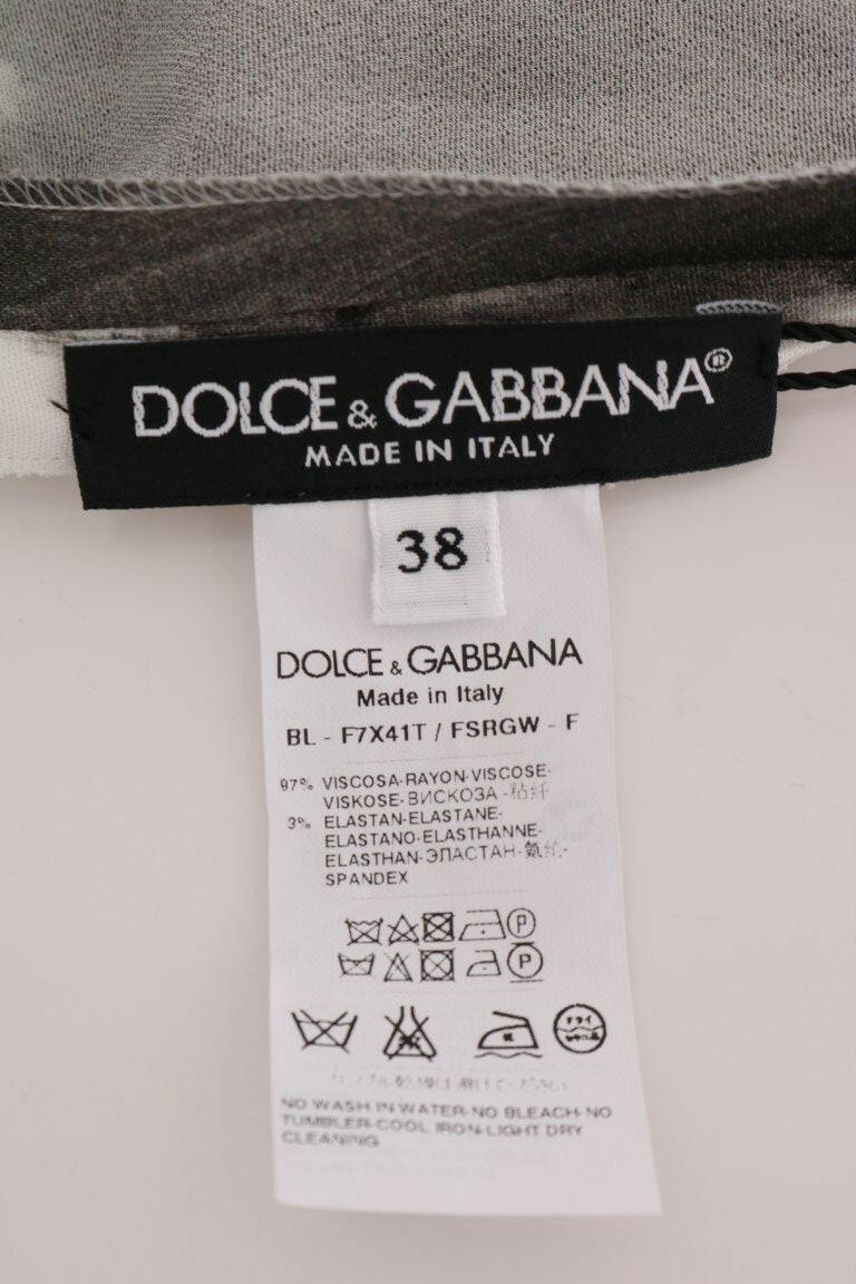 Dolce & Gabbana White Black Striped Printed Blouse Top -   -  Dolce & Gabbana.