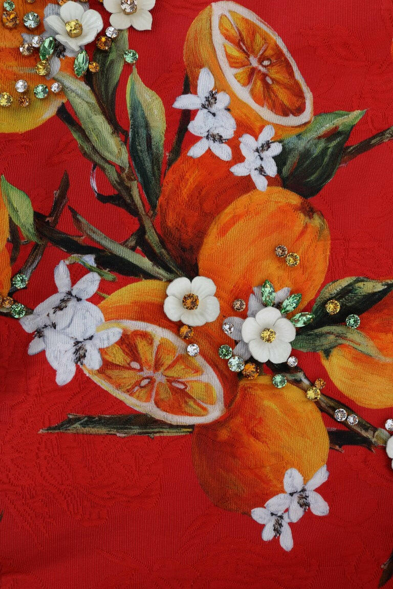 Dolce & Gabbana Orange Print Crystal-Embellished Blouse -   -  Dolce & Gabbana.