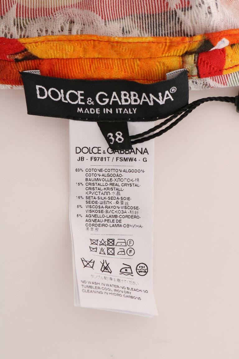 Dolce & Gabbana Orange Print Crystal-Embellished Blouse -   -  Dolce & Gabbana.
