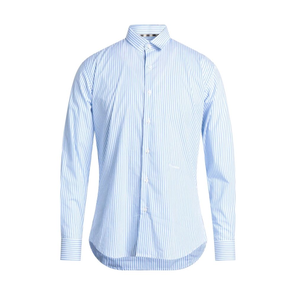 Aquascutum Classic Striped Cotton Shirt in Light Blue -   -  Aquascutum.