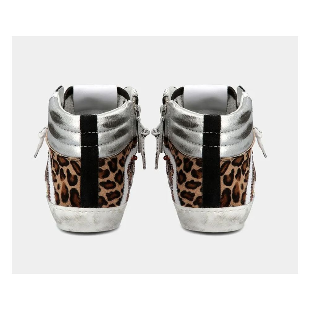 Philippe Model Elegant Gray Leather Sneakers with Sequin Details -   -  Philippe Model.
