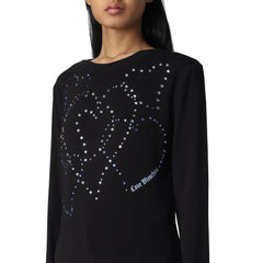 Love Moschino Rhinestone Heart Embellished Cotton Tee -   -  Love Moschino.
