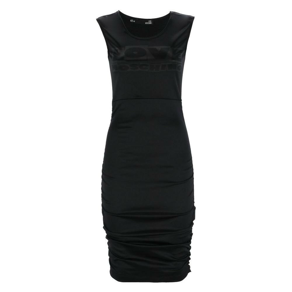 Love Moschino Chic Side-Curled Sleeveless Dress with Logo -   -  Love Moschino.