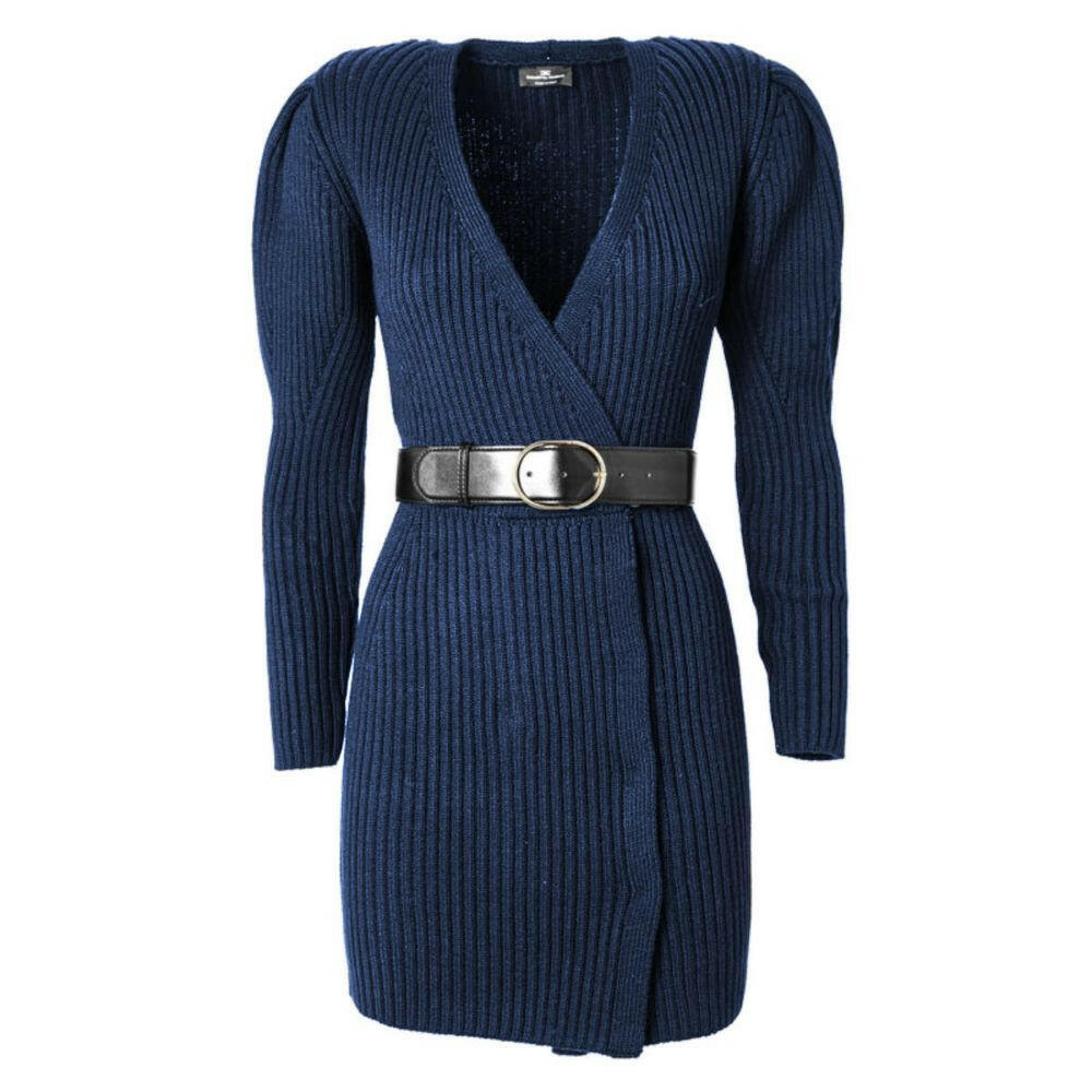 Elisabetta Franchi Blue Wool Women Dress -   -  Elisabetta Franchi.