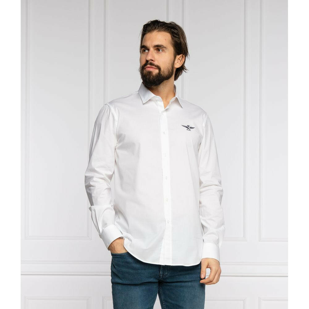 Aeronautica Militare White Cotton Men Shirt -   -  Aeronautica Militare.