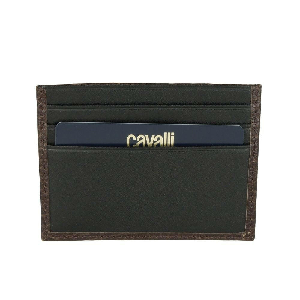 Cavalli Class Brown Calfskin Men Card Holder -   -  Cavalli Class.
