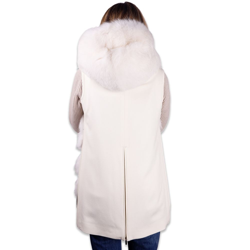 Made in Italy White Wool Women Coat -   -  Made in Italy.