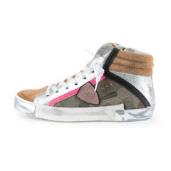 Philippe Model Army Green High-Top Sneakers with Leather Accents -   -  Philippe Model.