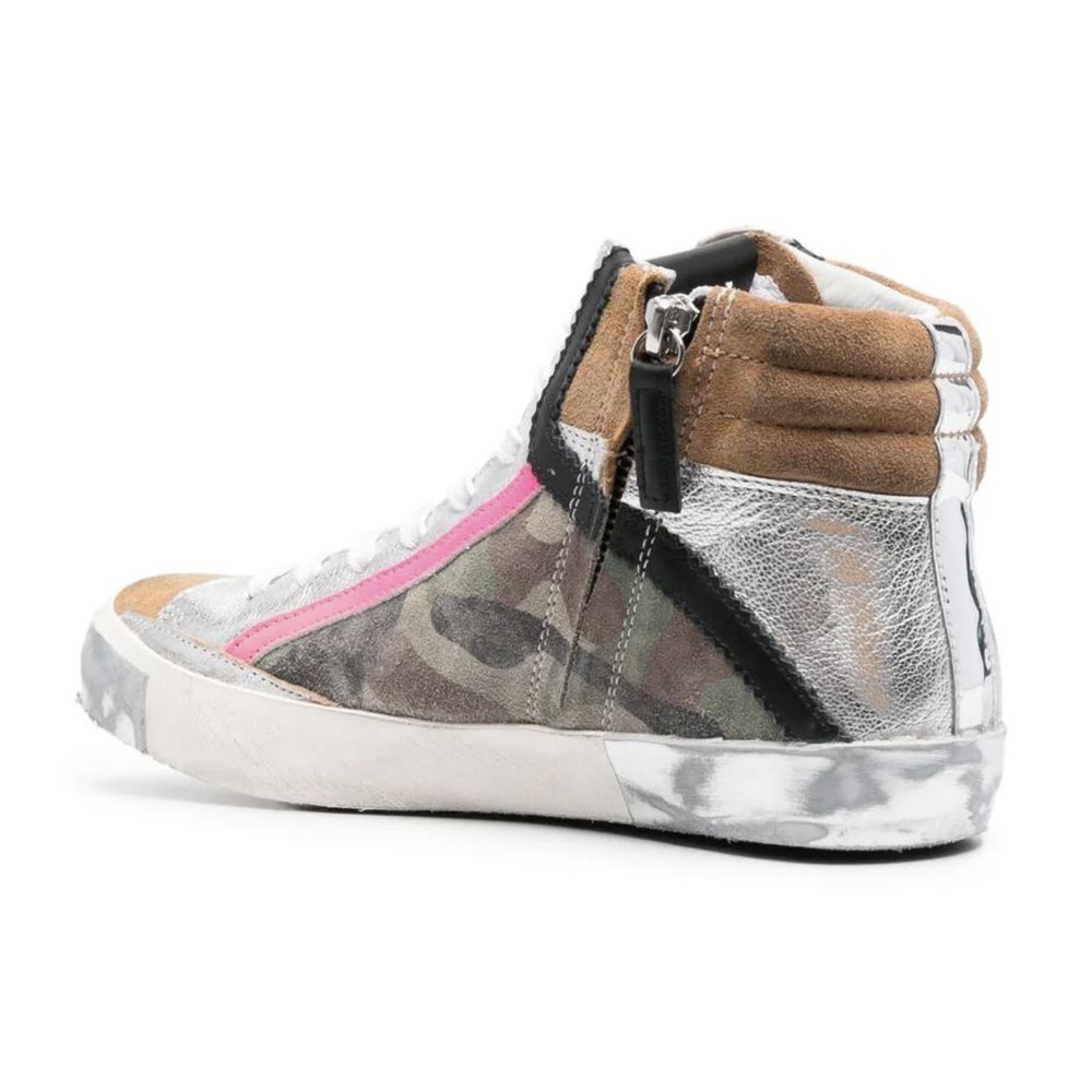 Philippe Model Army Green High-Top Sneakers with Leather Accents -   -  Philippe Model.