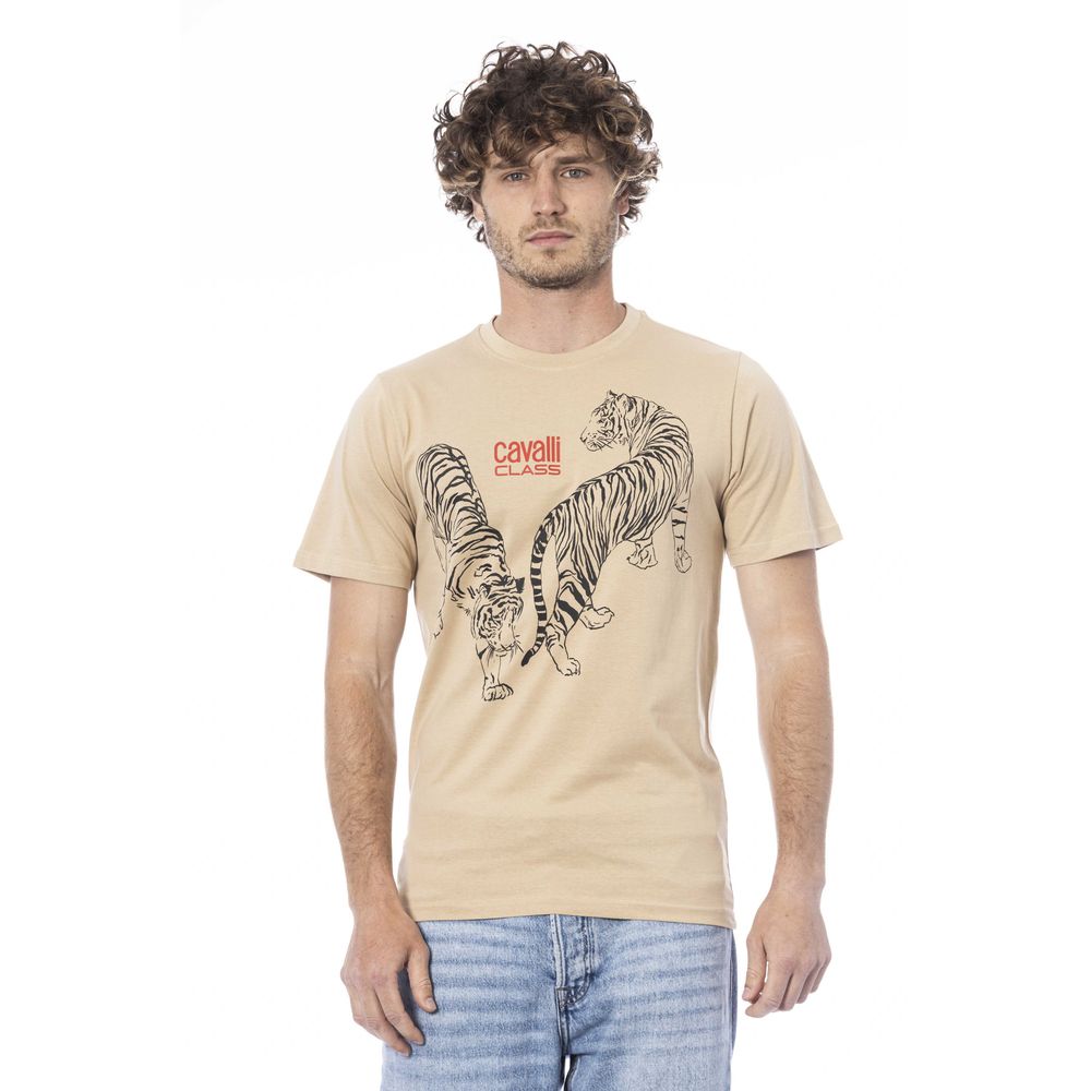 Cavalli Class Beige Cotton Men T-Shirt -   -  Cavalli Class.