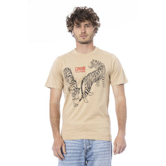 Cavalli Class Beige Cotton Men T-Shirt -   -  Cavalli Class.