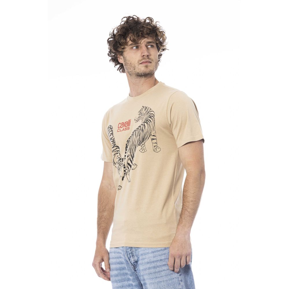 Cavalli Class Beige Cotton Men T-Shirt -   -  Cavalli Class.