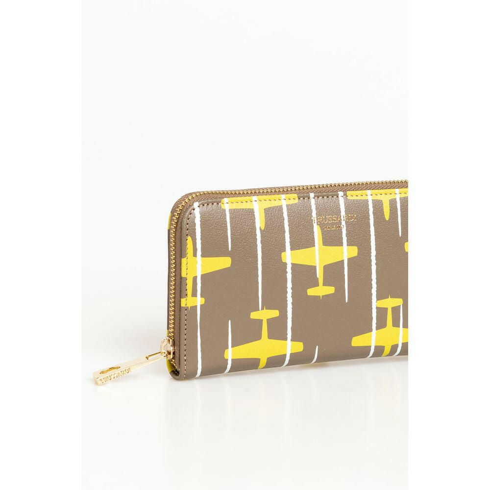 Trussardi Beige Leather Women Wallet -   -  Trussardi.