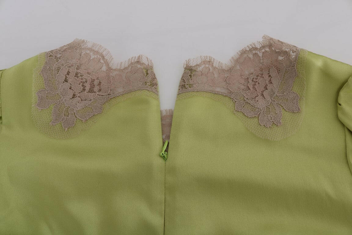 Dolce & Gabbana Green Silk Stretch Blouse Top -   -  Dolce & Gabbana.