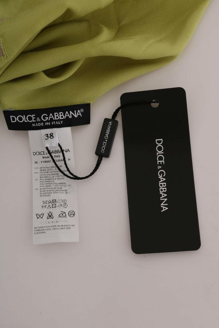 Dolce & Gabbana Green Silk Stretch Blouse Top -   -  Dolce & Gabbana.