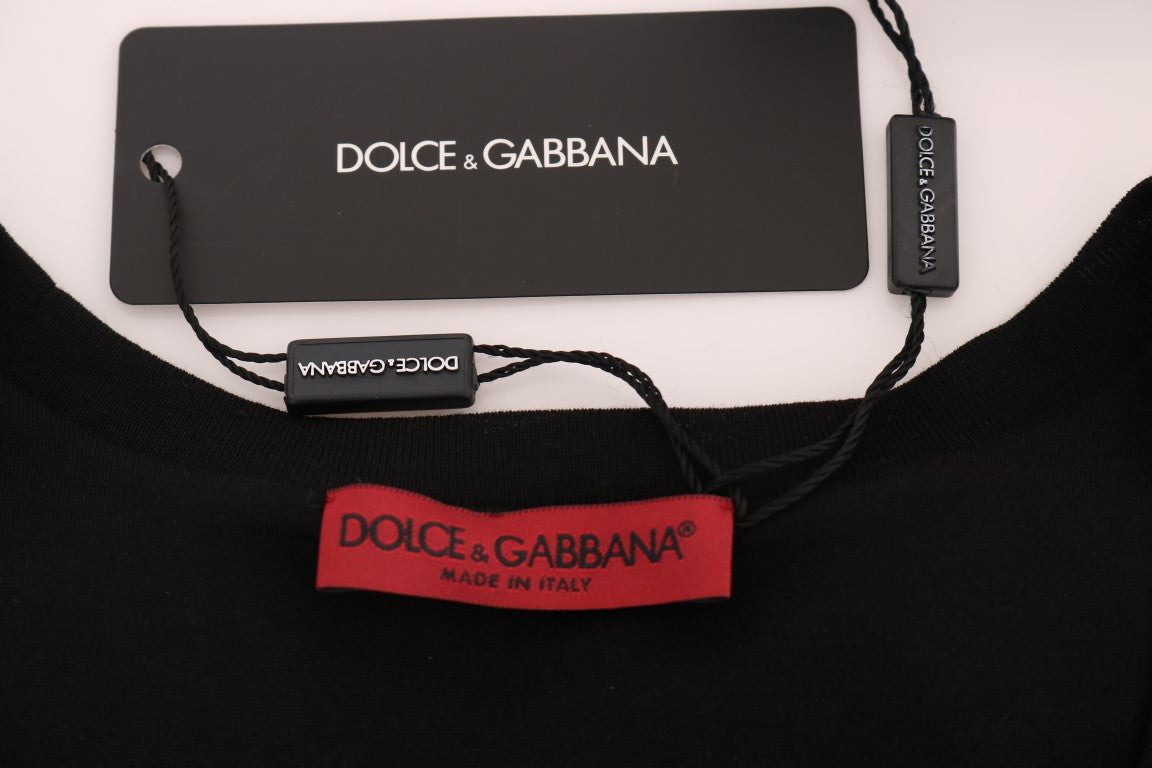 Dolce & Gabbana Black Cotton Floral Crystal Tank Top -   -  Dolce & Gabbana.