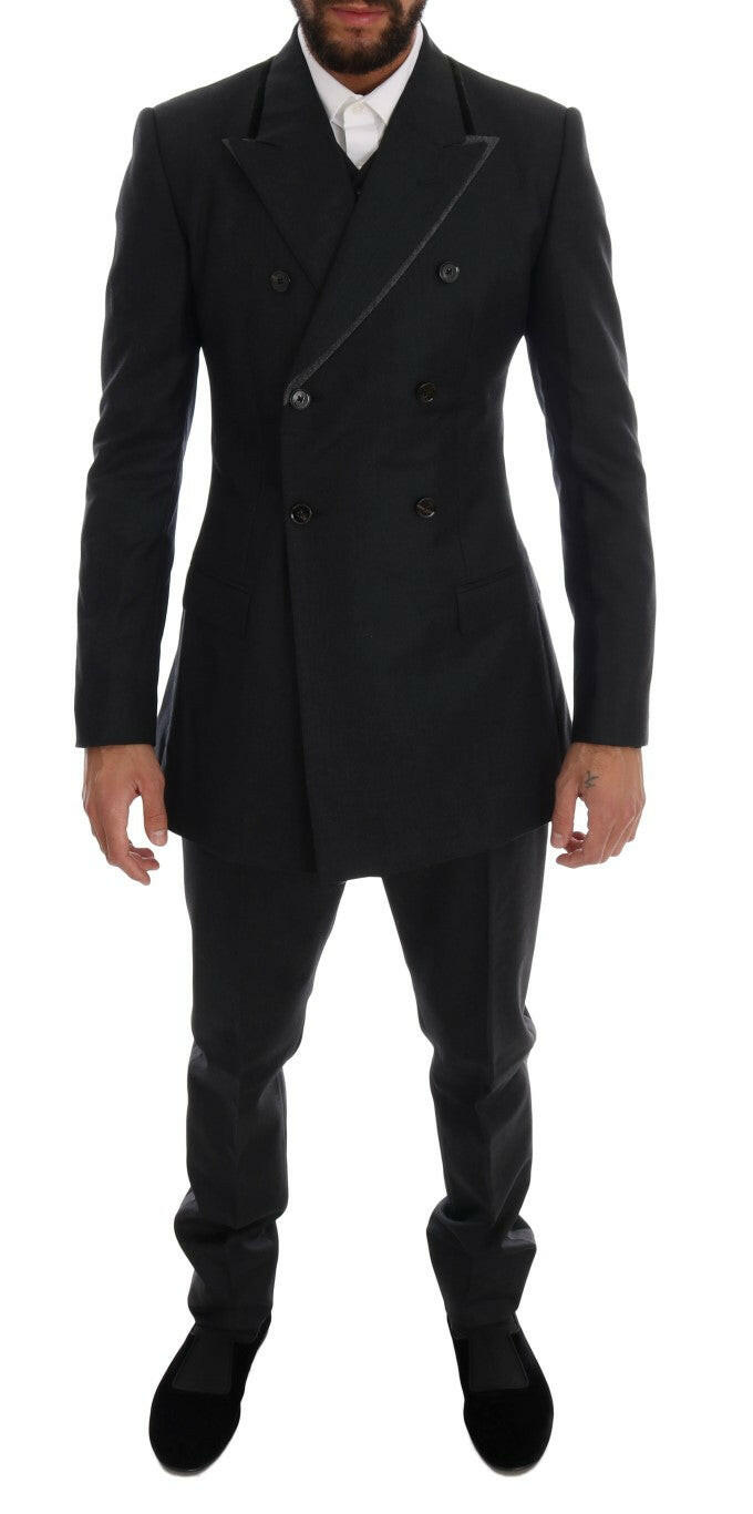 Dolce & Gabbana Gray Wool Double Breasted 3 Piece Suit -   -  Dolce & Gabbana.