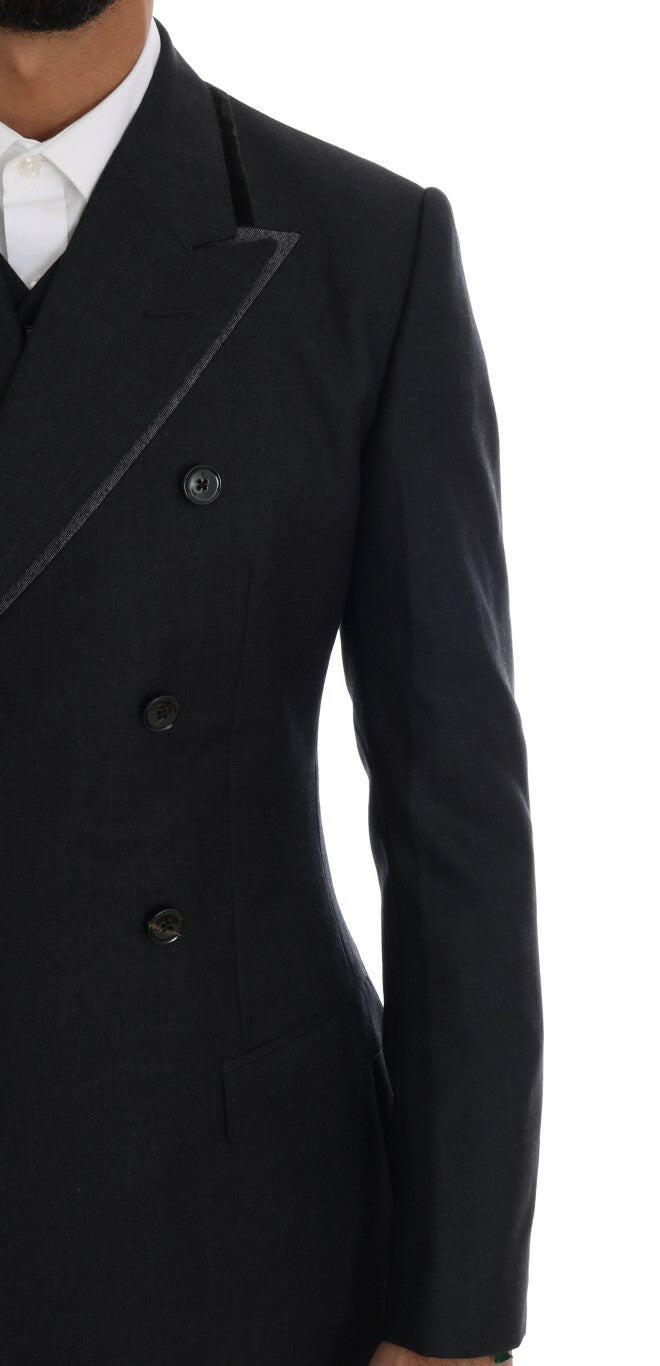 Dolce & Gabbana Gray Wool Double Breasted 3 Piece Suit -   -  Dolce & Gabbana.