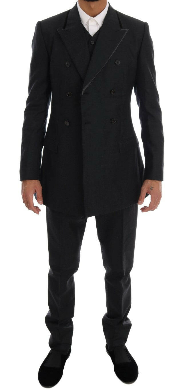 Dolce & Gabbana Gray Wool Double Breasted 3 Piece Suit -   -  Dolce & Gabbana.
