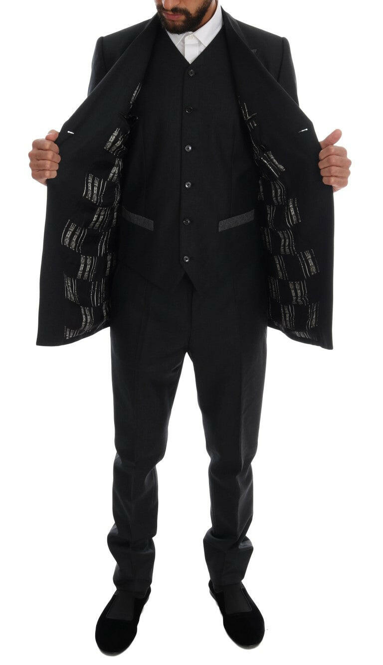 Dolce & Gabbana Gray Wool Double Breasted 3 Piece Suit -   -  Dolce & Gabbana.