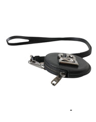 Dolce & Gabbana Black Round Leather DG Logo Coin Purse Lanyard Wallet -   -  Dolce & Gabbana.