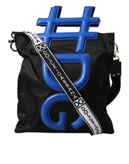 Dolce & Gabbana Black Nylon Blue Leather Hashtag Shopping Tote Bag -  Tote Bag for Men -  Dolce & Gabbana.