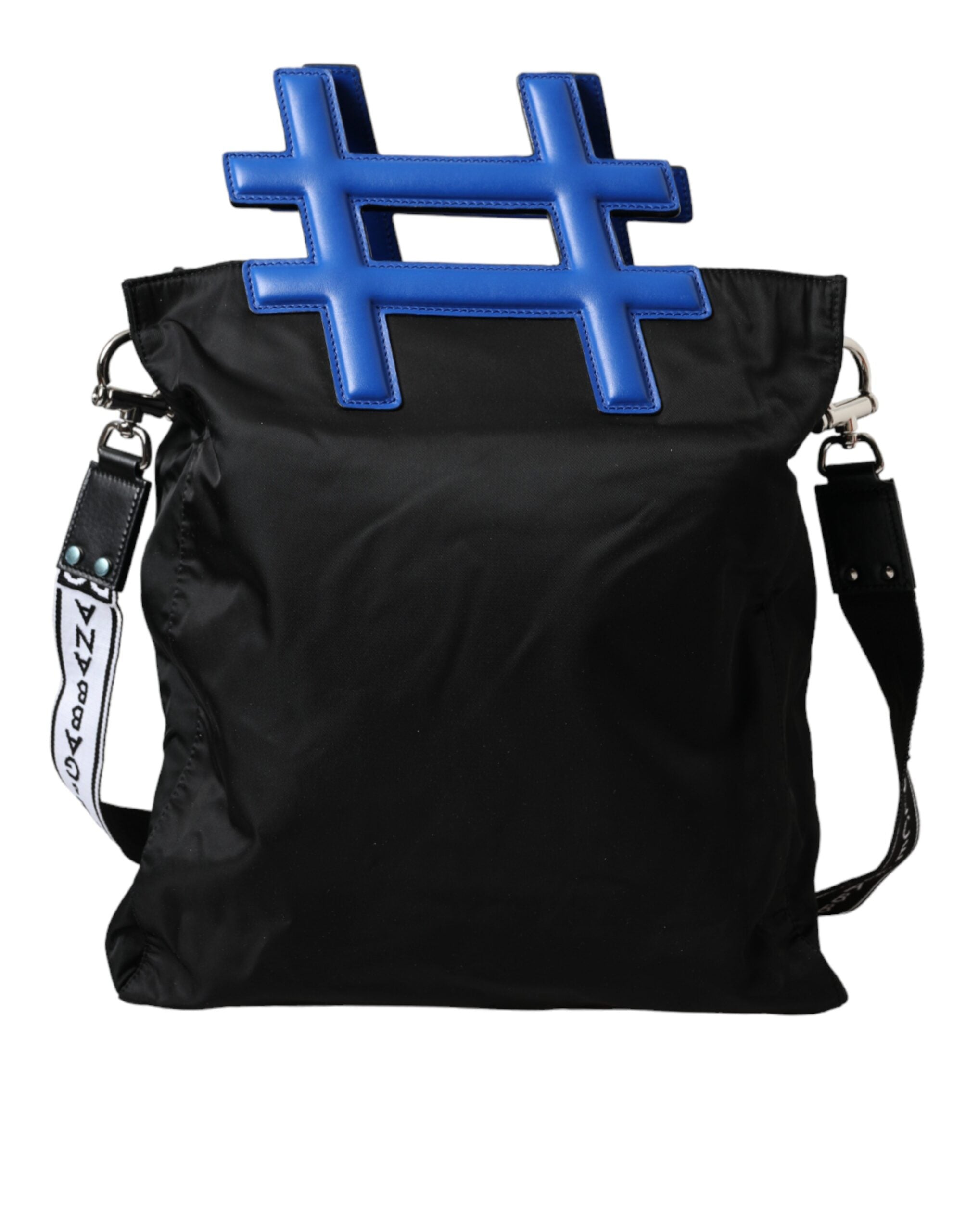 Dolce & Gabbana Black Nylon Blue Leather Hashtag Shopping Tote Bag -  Tote Bag for Men -  Dolce & Gabbana.