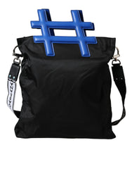 Dolce & Gabbana Black Nylon Blue Leather Hashtag Shopping Tote Bag -  Tote Bag for Men -  Dolce & Gabbana.
