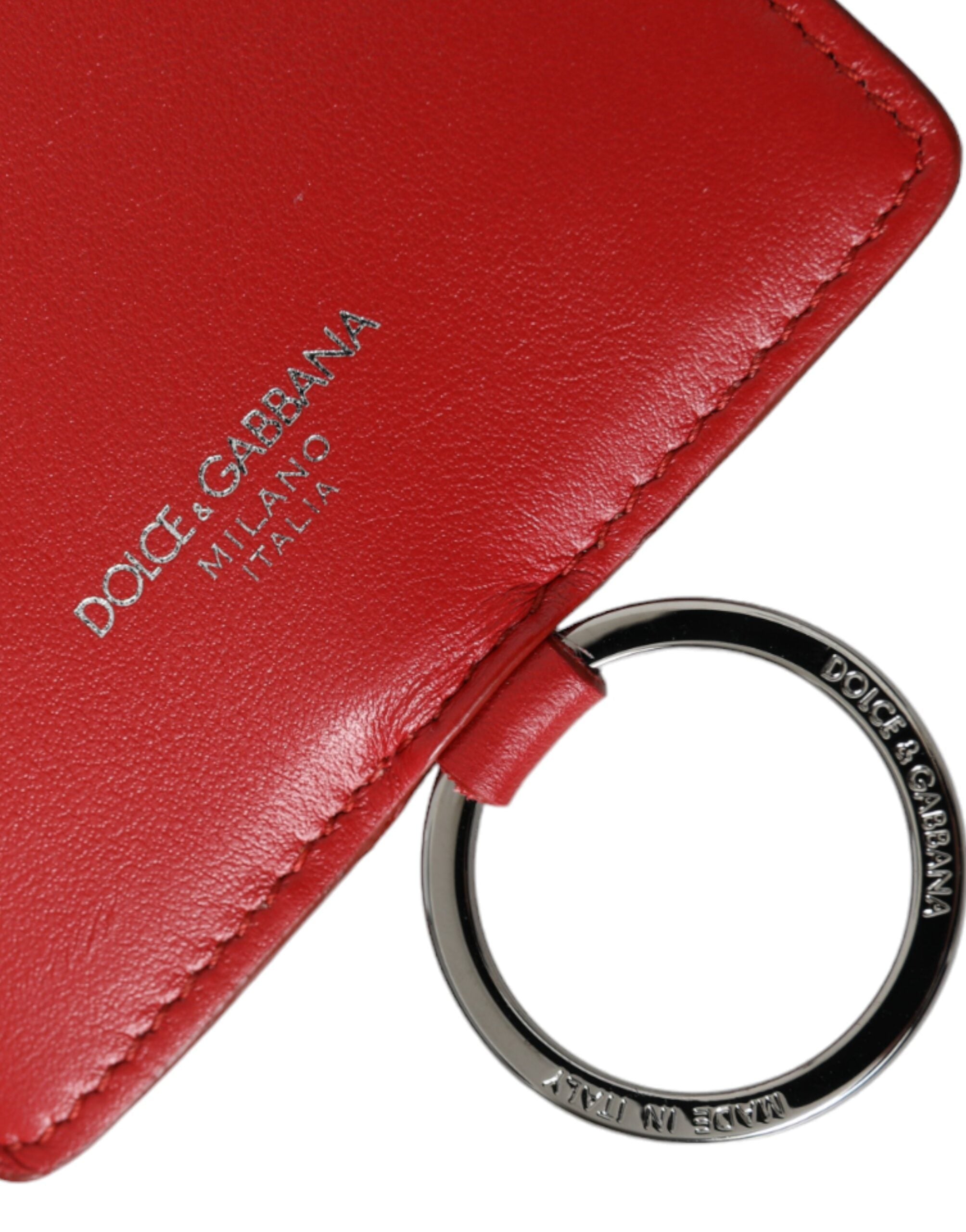 Dolce & Gabbana Red Calfskin Leather Lanyard Logo Card Holder Wallet -  Wallets for Men -  Dolce & Gabbana.