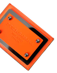 Dolce & Gabbana Orange Black Leather Logo Plaque Card Holder Wallet -  Wallets for Men -  Dolce & Gabbana.