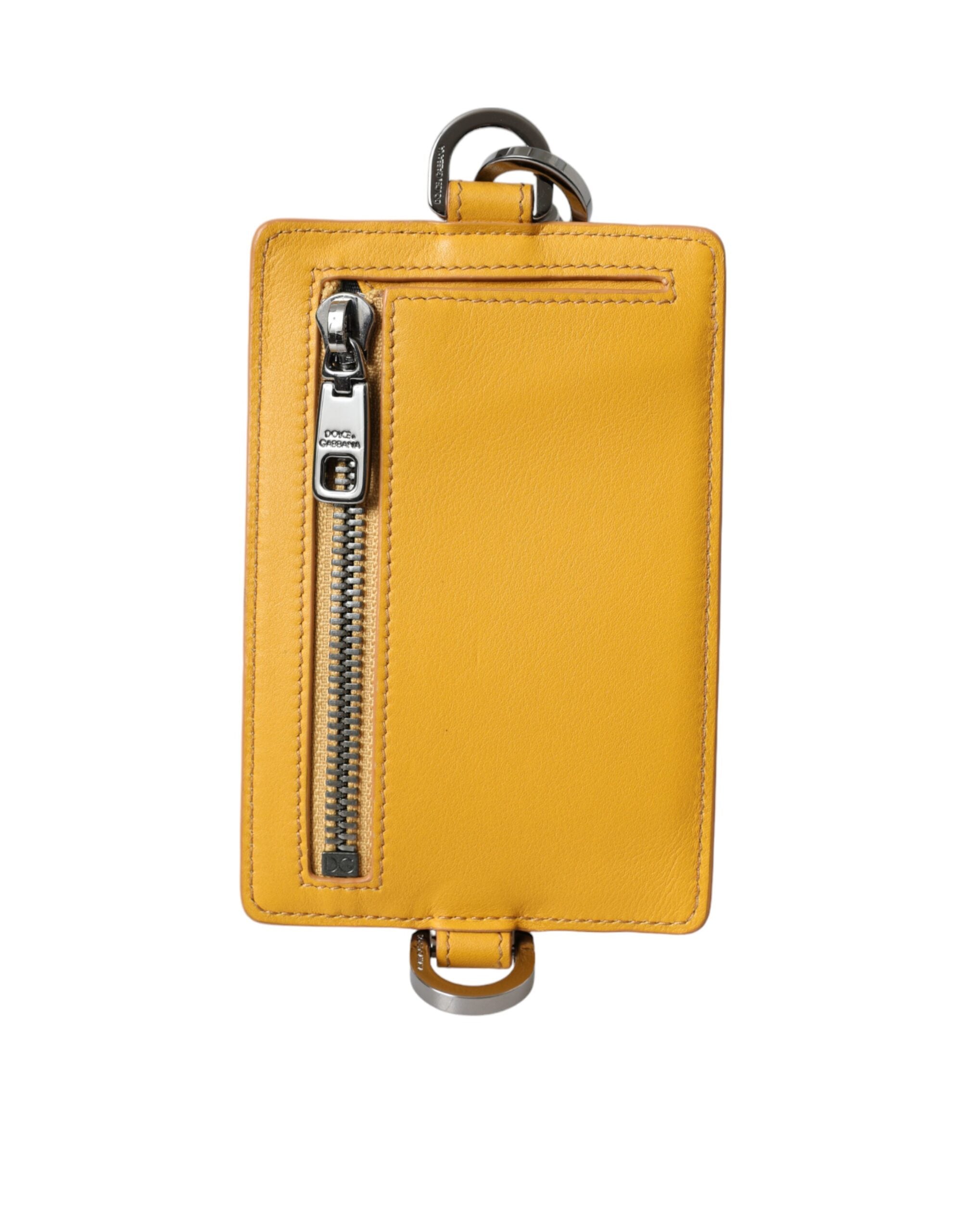 Dolce & Gabbana Orange Calf Leather Credit Card Holder Clip On Wallet -  Wallets for Men -  Dolce & Gabbana.