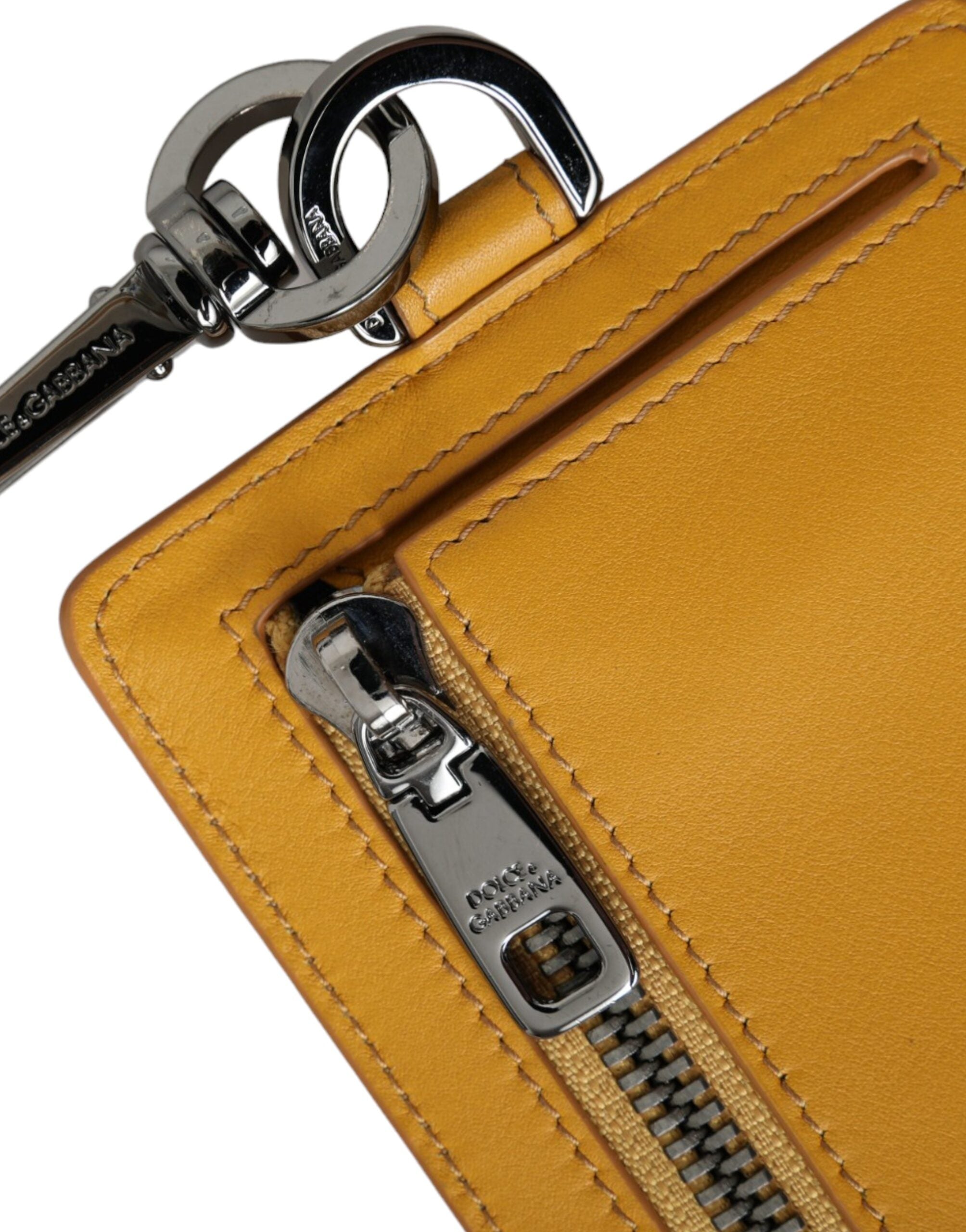 Dolce & Gabbana Orange Calf Leather Credit Card Holder Clip On Wallet -  Wallets for Men -  Dolce & Gabbana.