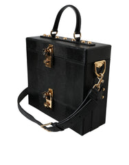 Dolce & Gabbana Black Lizard Embossed Calfskin Leather Double Box Bag -  Luxury Shoulder Bag for Women -  Dolce & Gabbana.