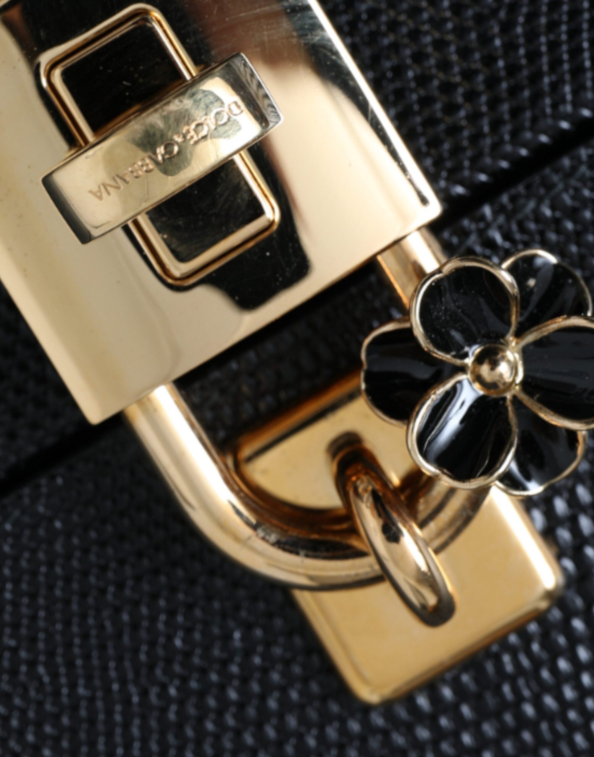 Dolce & Gabbana Black Lizard Embossed Calfskin Leather Double Box Bag -  Luxury Shoulder Bag for Women -  Dolce & Gabbana.