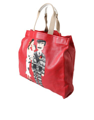 Dolce & Gabbana Red Leather #DGFamily Patch Shopping Tote Bag -  Luxury Shopper Bag for Women -  Dolce & Gabbana.