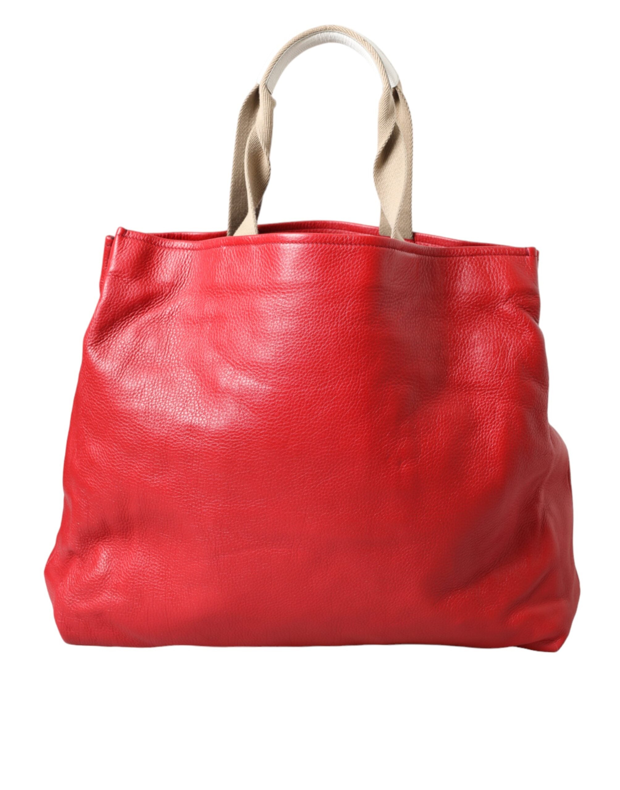 Dolce & Gabbana Red Leather #DGFamily Patch Shopping Tote Bag -  Luxury Shopper Bag for Women -  Dolce & Gabbana.